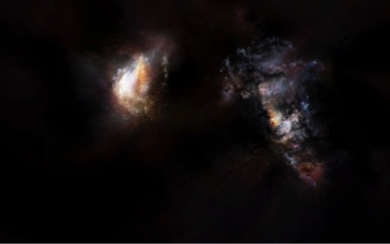 Karanlık madde okyanusunda yüzen iki ilkel dev galaksi bulundu