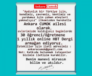 Ankara CUMOK öğrenci ve öğretmenlere HBT Dergi aboneliği armağan ediyor